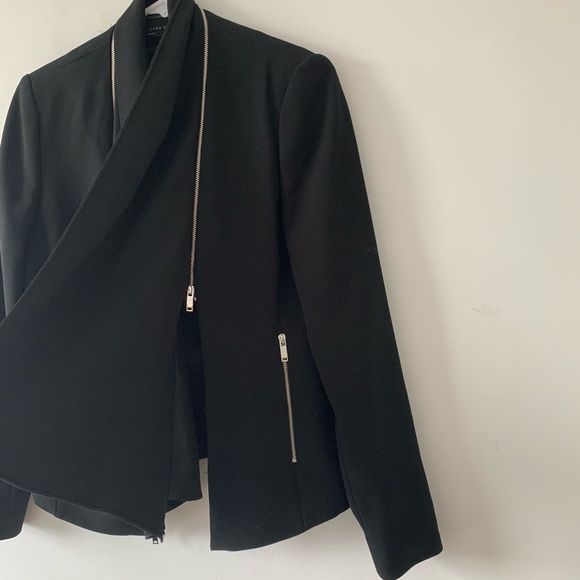 Zara Woman Black Zipper Shawl Collar Blazer Small - Picture 6 of 11